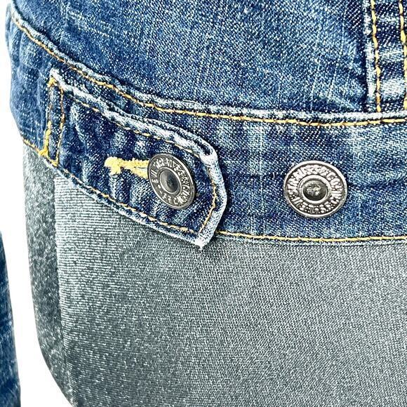 Levi's Y2K Trucker Jean Jacket Juniors XS Fitted Faded Stretch Denim Western VTG - Picture 13 of 15